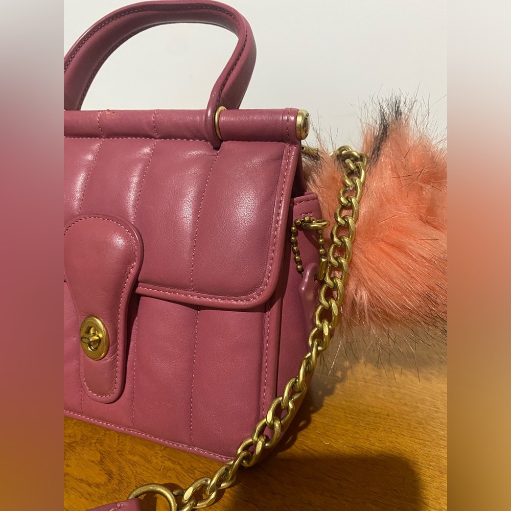 Elegant Pink Quilted Coach Mini Handbag - Picture 4 of 9